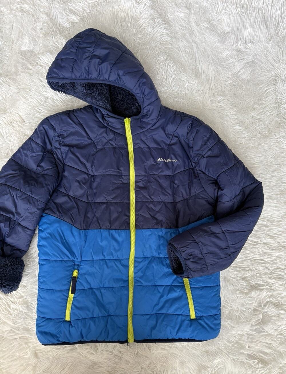 Eddie Bauer Kids 14/16 Hooded Reversible Fleece/puffer Jacket. Warm, Exc. Qualit